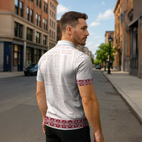 Samoa Siapo Red Trimmed Zipper Polo Shirt Samoa White Sunday - Polynesian Pride