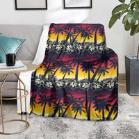 Hawaii Hibiscus Palm Tree Sunset Blanket Tropical Style - Polynesian Pride