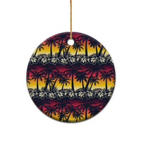 Hawaii Hibiscus Palm Tree Sunset Ceramic Ornament Tropical Style - Polynesian Pride