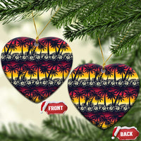 Hawaii Hibiscus Palm Tree Sunset Ceramic Ornament Tropical Style - Polynesian Pride