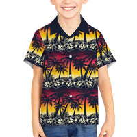 Hawaii Hibiscus Palm Tree Sunset Family Matching Summer Maxi Dress and Hawaiian Shirt Tropical Style - Polynesian Pride