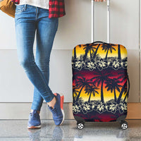 Hawaii Hibiscus Palm Tree Sunset Luggage Cover Tropical Style - Polynesian Pride