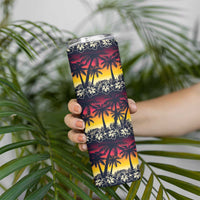 Hawaii Hibiscus Palm Tree Sunset Skinny Tumbler Tropical Style - Polynesian Pride