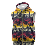 Hawaii Hibiscus Palm Tree Sunset Sleeveless Zip Hoodie Tropical Style - Polynesian Pride