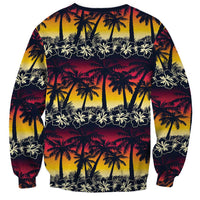 Hawaii Hibiscus Palm Tree Sunset Sweatshirt Tropical Style - Polynesian Pride