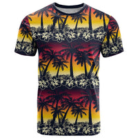 Hawaii Hibiscus Palm Tree Sunset T Shirt Tropical Style - Polynesian Pride