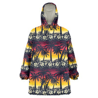 Hawaii Hibiscus Palm Tree Sunset Wearable Blanket Hoodie Tropical Style - Polynesian Pride