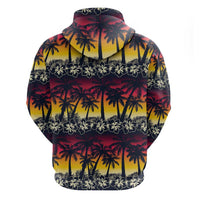 Hawaii Hibiscus Palm Tree Sunset Zip Hoodie Tropical Style - Polynesian Pride