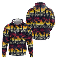 Hawaii Hibiscus Palm Tree Sunset Zip Hoodie Tropical Style - Polynesian Pride