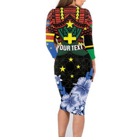 Personalised Vanuatu Tafea Province Family Matching Long Sleeve Bodycon Dress and Hawaiian Shirt Unique Tropical Tribal Pattern LT01 - Polynesian Pride