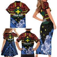 Personalised Vanuatu Tafea Province Family Matching Short Sleeve Bodycon Dress and Hawaiian Shirt Unique Tropical Tribal Pattern LT01 - Polynesian Pride
