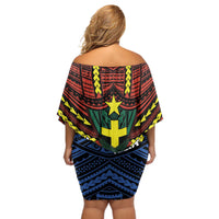 Personalised Vanuatu Tafea Province Off Shoulder Short Dress Unique Tropical Tribal Pattern