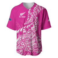 Custom New Zealand Rugby Silver Fern Baseball Jersey Aotearoa Kiwi Maori Pink Version - Polynesian Pride