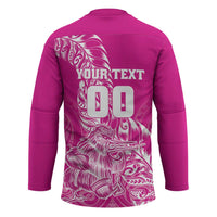 Custom New Zealand Rugby Silver Fern Hockey Jersey Aotearoa Kiwi Maori Pink Version - Polynesian Pride