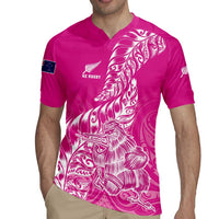 Custom New Zealand Rugby Silver Fern Rugby Jersey Aotearoa Kiwi Maori Pink Version - Polynesian Pride