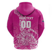 Custom New Zealand Rugby Silver Fern Zip Hoodie Aotearoa Kiwi Maori Pink Version - Polynesian Pride