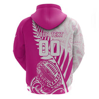 Custom New Zealand Rugby Silver Fern Hoodie Aotearoa Maori Pink Version - Polynesian Pride