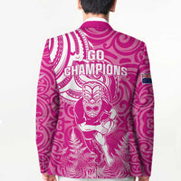 New Zealand Silver Fern Rugby All Pink Blazer Maori Tiki Player With Ta Moko Tribal - Polynesian Pride
