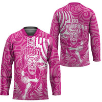 New Zealand Silver Fern Rugby All Pink Hockey Jersey Maori Tiki Player With Ta Moko Tribal LT01 - Polynesian Pride
