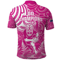 New Zealand Silver Fern Rugby All Pink Polo Shirt Maori Tiki Player With Ta Moko Tribal - Polynesian Pride