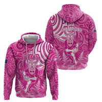 New Zealand Silver Fern Rugby All Pink Zip Hoodie Maori Tiki Player With Ta Moko Tribal - Polynesian Pride