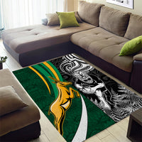 New Zealand and South Africa Rugby Area Rug Silver Fern Protea Pattern World Cup 2023 LT01 - Polynesian Pride