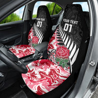 New Zealand and England Rugby Car Seat Cover Silver Fern With Red Rose World Cup 2023 LT01 - Polynesian Pride