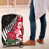 New Zealand and England Rugby Luggage Cover Silver Fern With Red Rose World Cup 2023 LT01 Art - Polynesian Pride