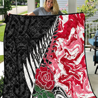 New Zealand and England Rugby Quilt Silver Fern With Red Rose World Cup 2023 LT01 Art - Polynesian Pride