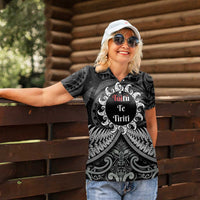 Personalised Toitu Te Tiriti Aotearoa Silver Fern Women Polo Shirt New Zealand Maori Pattern LT01 - Polynesian Pride