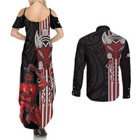 Toitu Te Reo Maori Toitu Te Whenua Toitu Te Tiriti Couples Matching Summer Maxi Dress and Long Sleeve Button Shirt Maori Warrior New Zealand