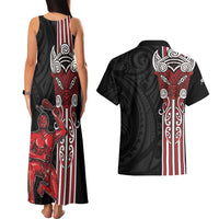 Toitu Te Reo Maori Toitu Te Whenua Toitu Te Tiriti Couples Matching Tank Maxi Dress and Hawaiian Shirt Maori Warrior New Zealand