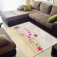 Beige Frangipani Sea Shell Area Rug Starfish Polynesian Pattern - Polynesian Pride