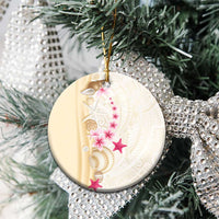 Beige Frangipani Sea Shell Ceramic Ornament Starfish Polynesian Pattern - Polynesian Pride