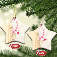 Beige Frangipani Sea Shell Ceramic Ornament Starfish Polynesian Pattern - Polynesian Pride