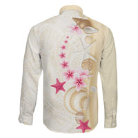 Beige Frangipani Sea Shell Family Matching Off Shoulder Maxi Dress and Hawaiian Shirt Starfish Polynesian Pattern - Polynesian Pride