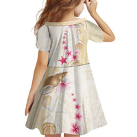 Beige Frangipani Sea Shell Family Matching Off Shoulder Short Dress and Hawaiian Shirt Starfish Polynesian Pattern - Polynesian Pride