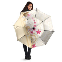 Beige Frangipani Sea Shell Umbrella Starfish Polynesian Pattern - Polynesian Pride