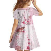 Pink Plumeria Sea Shell Family Matching Off Shoulder Short Dress and Hawaiian Shirt Starfish Polynesian Pattern - Polynesian Pride