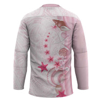 Pink Plumeria Sea Shell Hockey Jersey Starfish Polynesian Pattern - Polynesian Pride