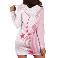 Pink Plumeria Sea Shell Hoodie Dress Starfish Polynesian Pattern - Polynesian Pride