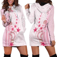 Pink Plumeria Sea Shell Hoodie Dress Starfish Polynesian Pattern - Polynesian Pride
