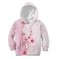 Pink Plumeria Sea Shell Kid Hoodie Starfish Polynesian Pattern - Polynesian Pride