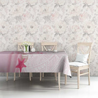 Pink Plumeria Sea Shell Tablecloth Starfish Polynesian Pattern - Polynesian Pride