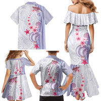 Purple Plumeria Sea Shell Family Matching Mermaid Dress and Hawaiian Shirt Starfish Polynesian Pattern LT01 - Polynesian Pride
