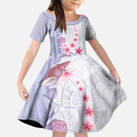 Purple Plumeria Sea Shell Family Matching Off Shoulder Maxi Dress and Hawaiian Shirt Starfish Polynesian Pattern - Polynesian Pride
