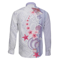 Purple Plumeria Sea Shell Family Matching Off Shoulder Maxi Dress and Hawaiian Shirt Starfish Polynesian Pattern - Polynesian Pride