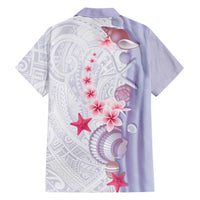 Purple Plumeria Sea Shell Hawaiian Shirt Starfish Polynesian Pattern - Polynesian Pride