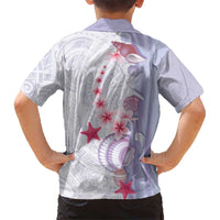 Purple Plumeria Sea Shell Hawaiian Shirt Starfish Polynesian Pattern - Polynesian Pride