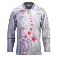 Purple Plumeria Sea Shell Hockey Jersey Starfish Polynesian Pattern - Polynesian Pride